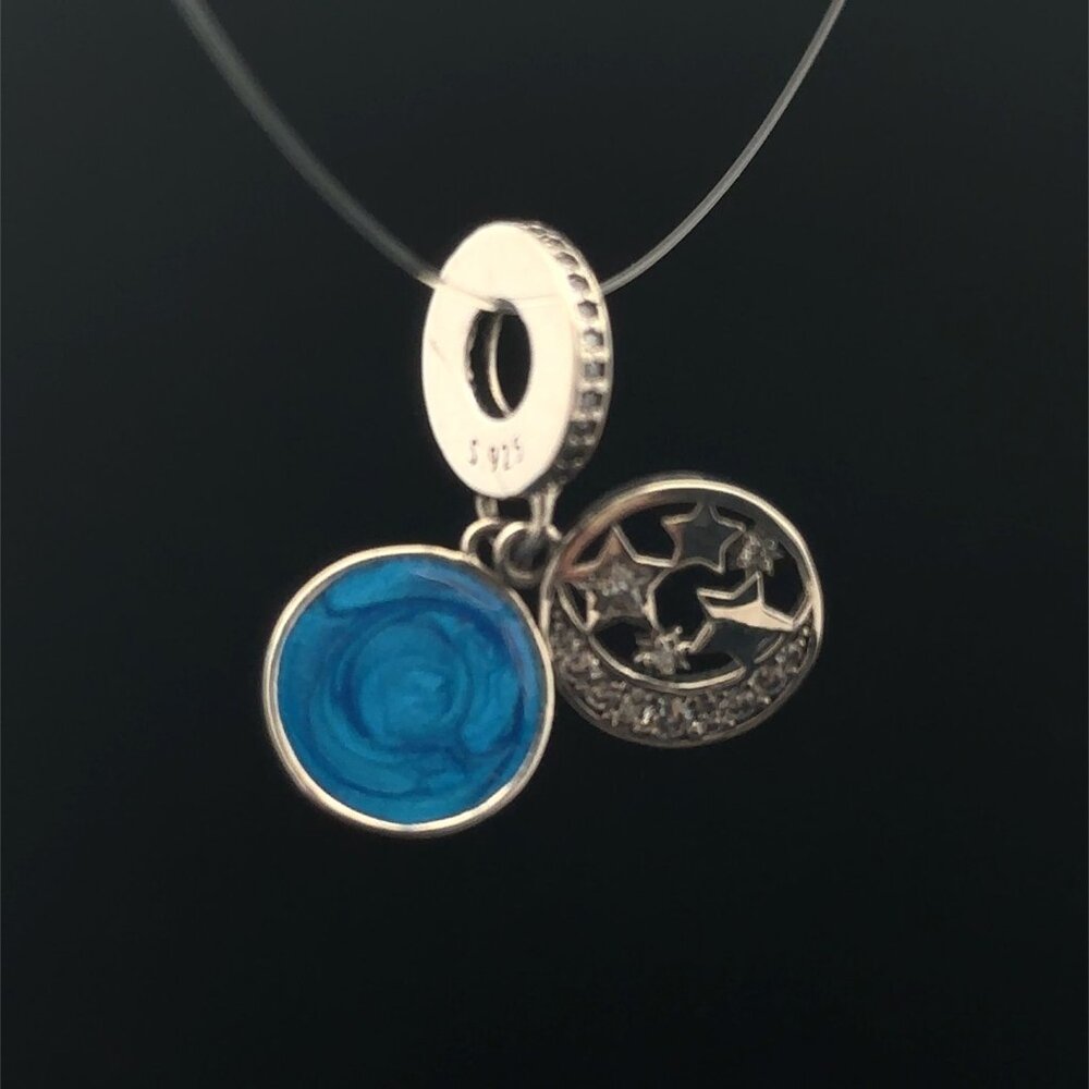 925 Sterling Silver Pendant Stars Moon For Charm Bracelet - Picture 8 of 10